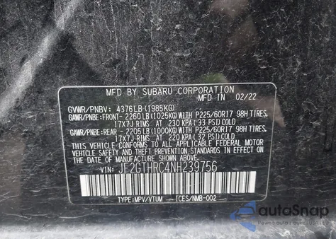 2022 Subaru Crosstrek Sport из США, поврежденный, VIN JF2GTHRC4NH239756